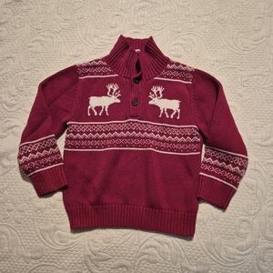 Gymboree boys size 2T red & white long sleeve reindeer sweater EUC